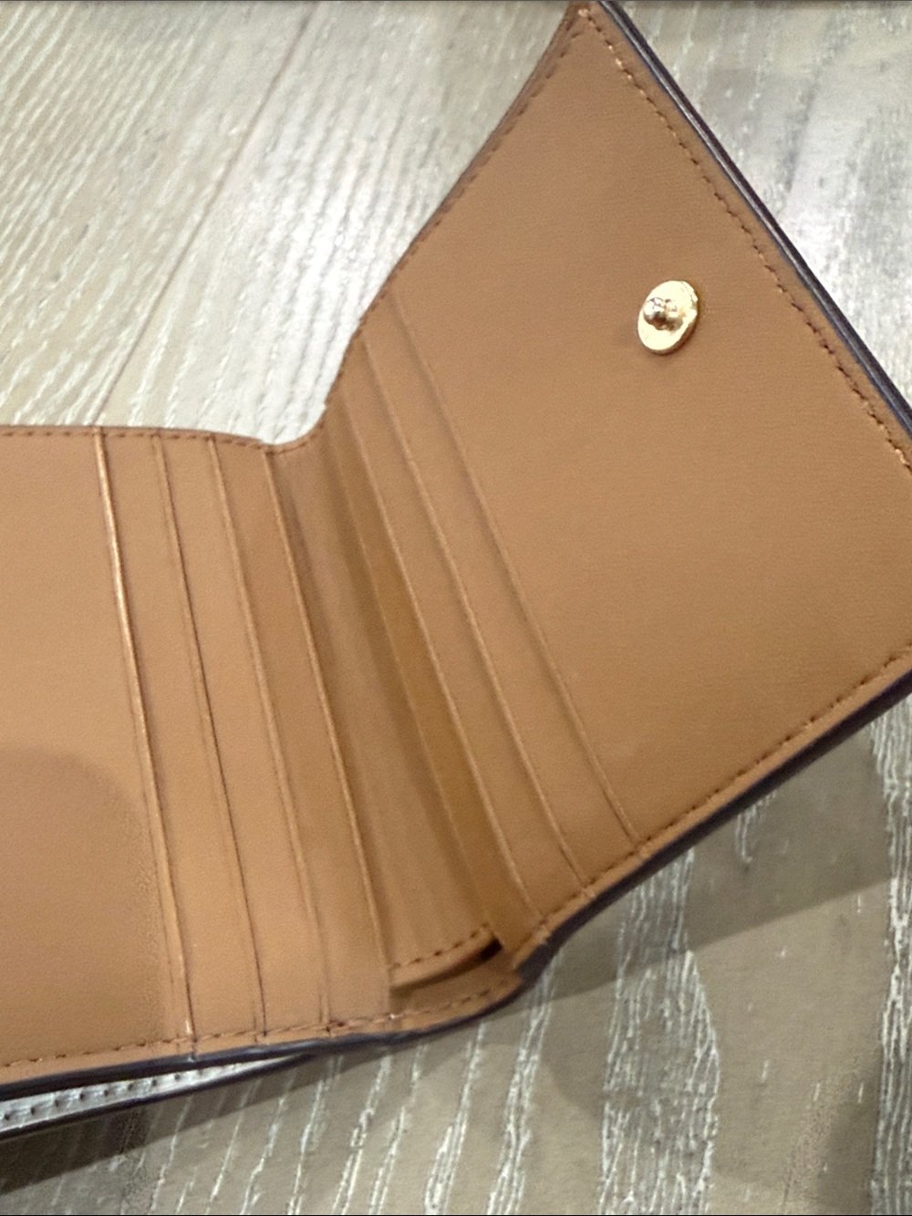 Coach Pebbled Leather Small Wallet in Chalk and Cream with Gold Hardware - Picture 11 of 14